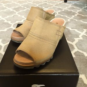 Sorel canvas lug sole mules